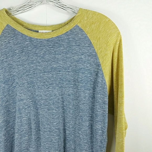 🌟 3/30 LuLaroe Randy Marled Gold Blue Raglan - Picture 5 of 5